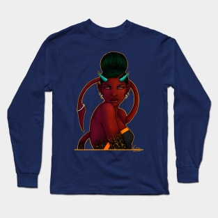 The Demon| Black Fantasy Art Long Sleeve T-Shirt